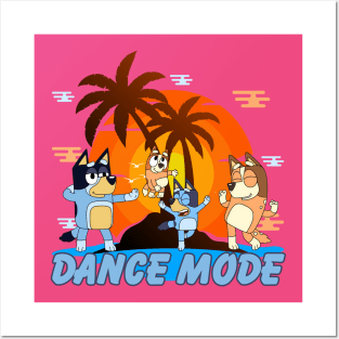 Bluey Dance Mode Sunset Beach Posters and Art